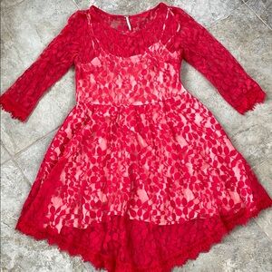 Free People Red Lace Dress